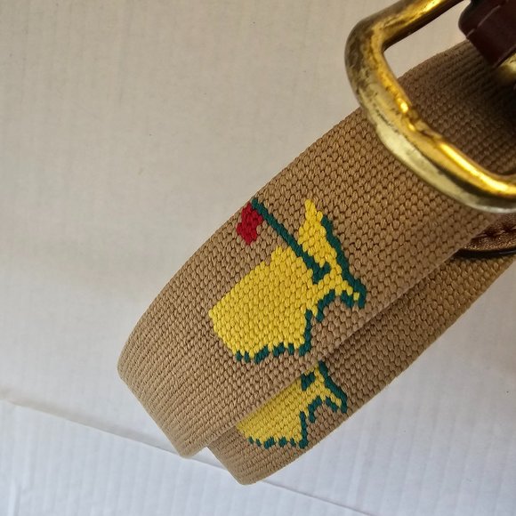Rare Smathers & Branson Belt Mens Masters Golf Hand Stitched Needlepoint 40 HTF - Picture 1 of 16